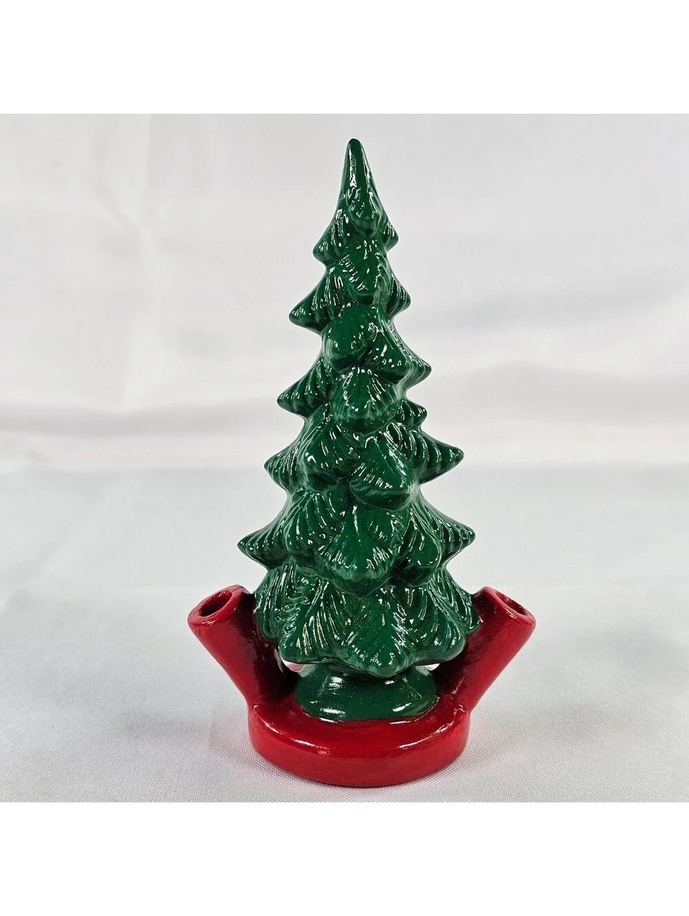 Vintage Ceramic Christmas Trees Green Red Holiday Decor